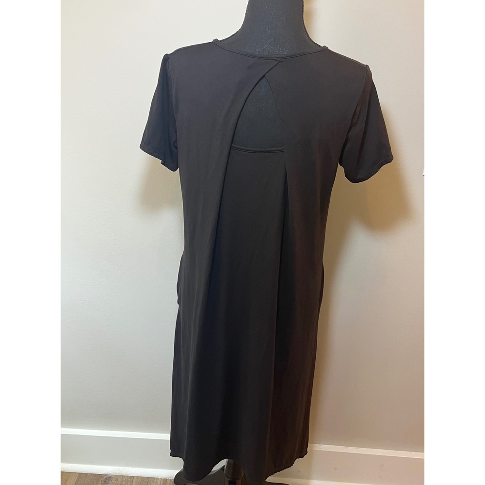 Cuddl Duds Flexwear Black ShortSleeve Tulip Back Pocket Dress M Handkerchief Hem